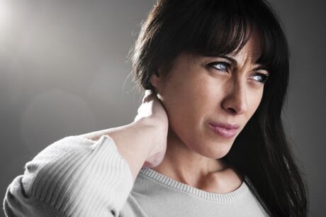 A woman has osteochondrosis in the neck